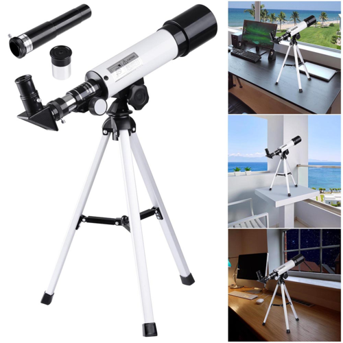 Telescopio refractor astronómico para observar la Luna, estrellas y aves