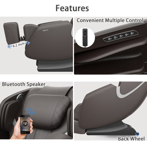 Sillón de masaje reclinable con gravedad cero, airbags y Bluetooth