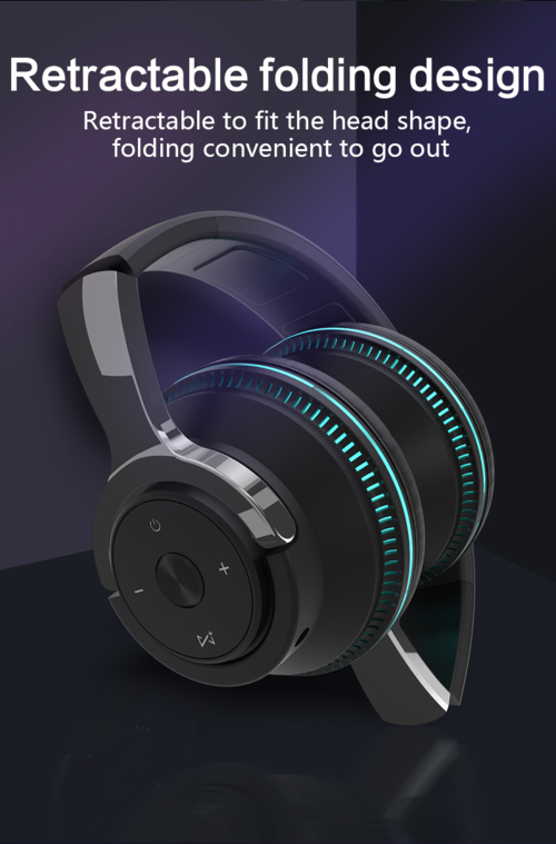 Auriculares Bluetooth inalámbricos con luces LED de colores y graves