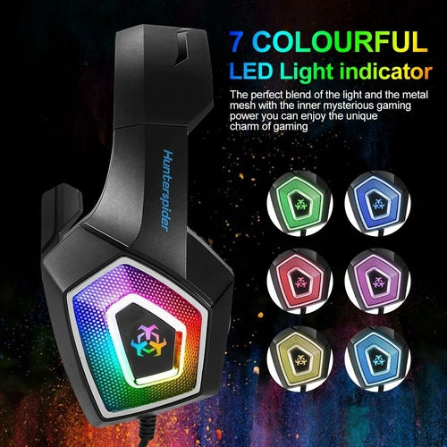 Auriculares gaming Dragon con micrófono y luz LED de 7 colores