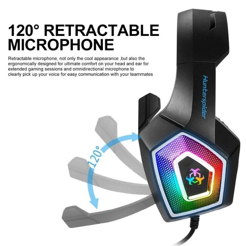 Auriculares gaming Dragon con micrófono y luz LED de 7 colores